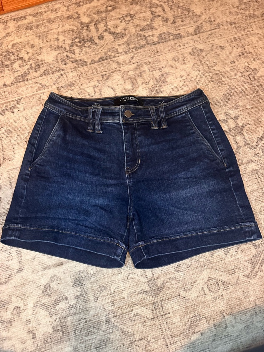 Liverpool Dark Blue Denim Cuffed Women's Shorts